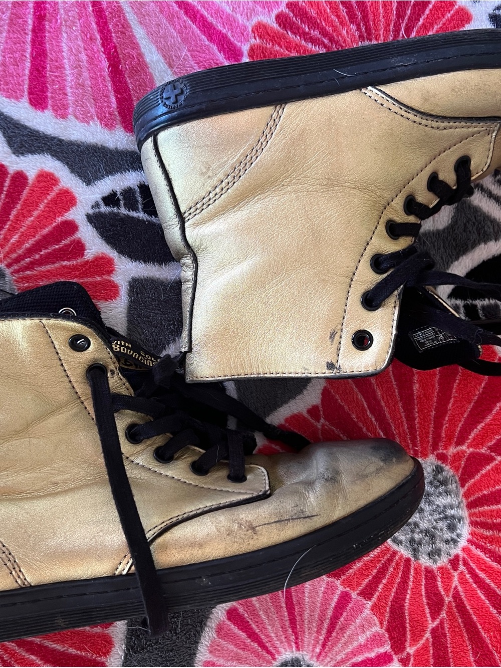 Dr. Martens SOFT leather Metallic Gold Ankle Boots